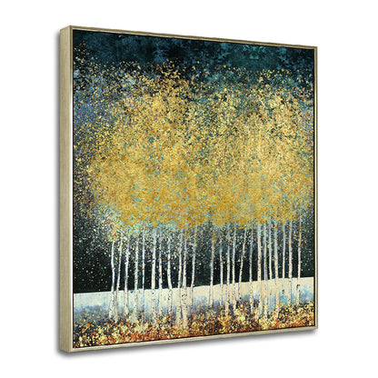 Serene Golden Forest Landscape Oil Painting for Elegant Home Decor