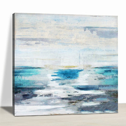 Tranquil Coastal Sunrise Oil Painting for Serene Home Décor