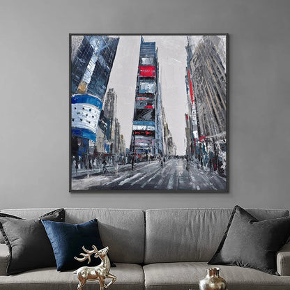 Vibrant Urban Scene: Times Square Oil Painting for Modern Home Decor