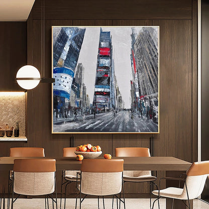 Vibrant Urban Scene: Times Square Oil Painting for Modern Home Decor