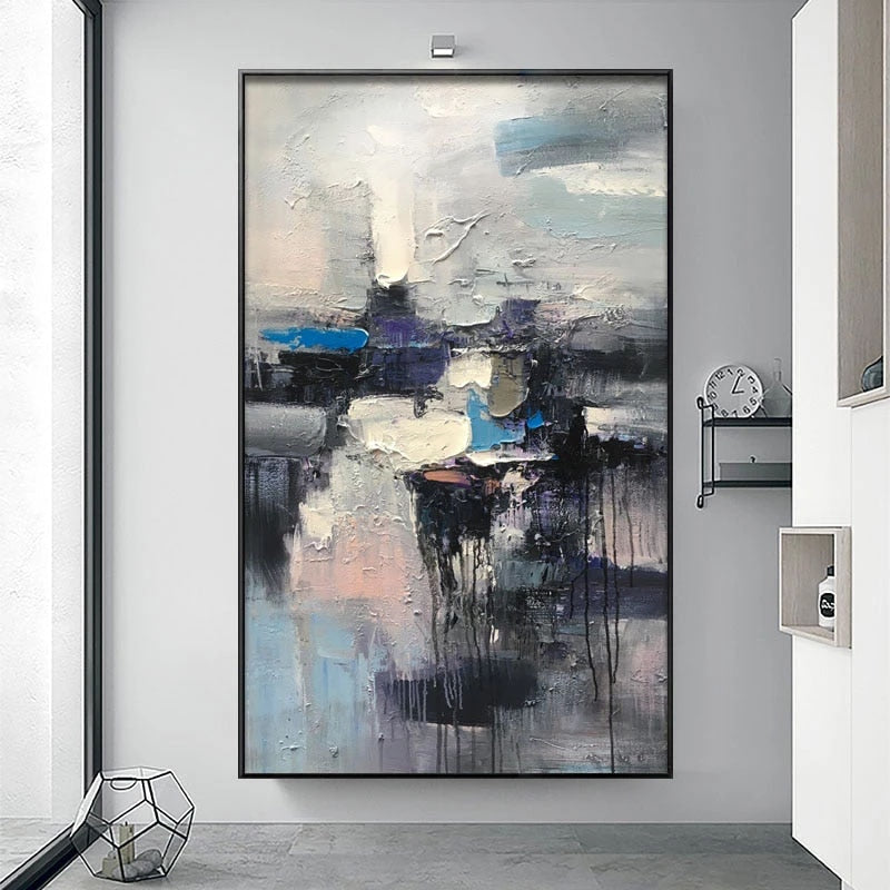 Abstract Oil Painting of Modern Reflection and Serenity