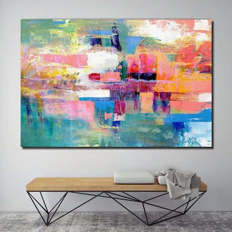 Vibrant Abstract Oil Painting - Colorful Stream of Emotions for Modern Decor