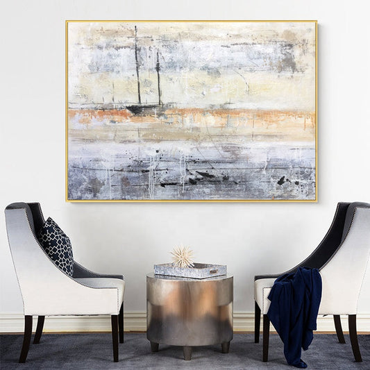 Abstract Coastal Serenity Oil Painting for Modern Home Décor