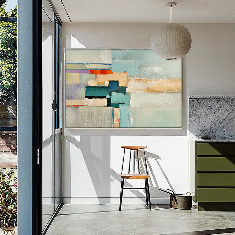Modern Abstract Oil Painting with Soft Colors for Stylish Home Decor