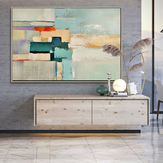 Modern Abstract Oil Painting with Soft Colors for Stylish Home Decor