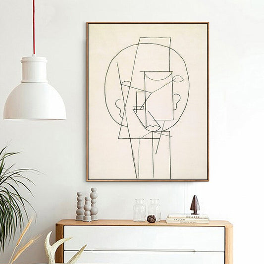 Pablo Picasso Abstract Face Oil Painting - Modern Art Canvas Decor with Floater Frame
