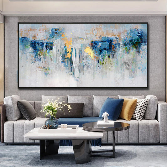 Vibrant Abstract Cityscape Oil Painting for Modern Home Decor