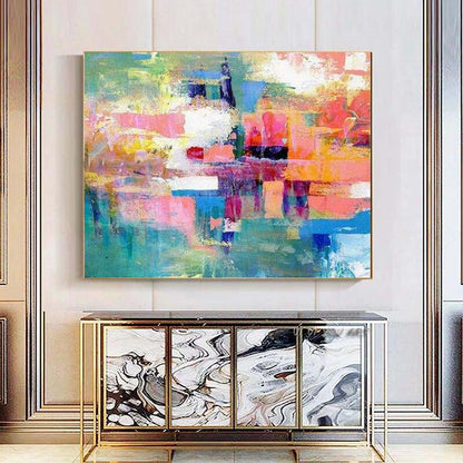 Vibrant Abstract Oil Painting - Colorful Stream of Emotions for Modern Decor