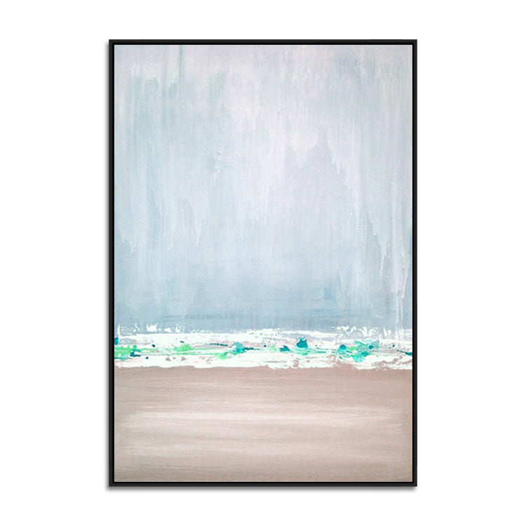 Tranquil Coastal Serenity: Abstract Oil Painting for Modern Home Decor