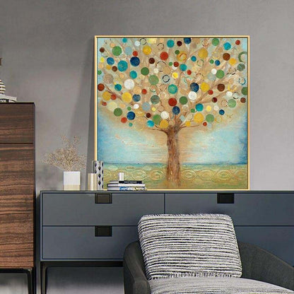 Colorful Abstract Tree Oil Painting for Modern Home Decor