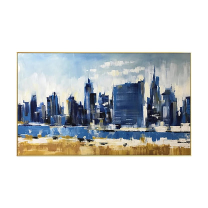 Vibrant Urban Cityscape Oil Painting - Modern Skyline Artwork for Stylish Decor