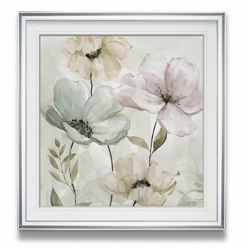 Delicate Floral Oil Painting in Soft Grays and Pastels for Elegant Home D√©cor