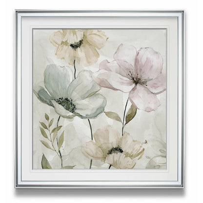 Delicate Floral Oil Painting in Soft Grays and Pastels for Elegant Home D√©cor