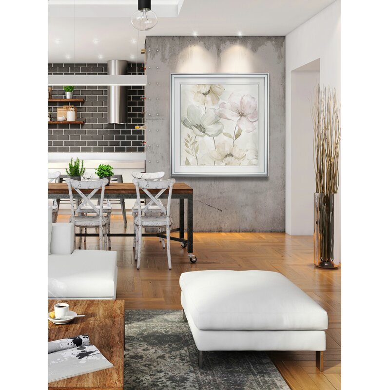 Delicate Floral Oil Painting in Soft Grays and Pastels for Elegant Home D√©cor