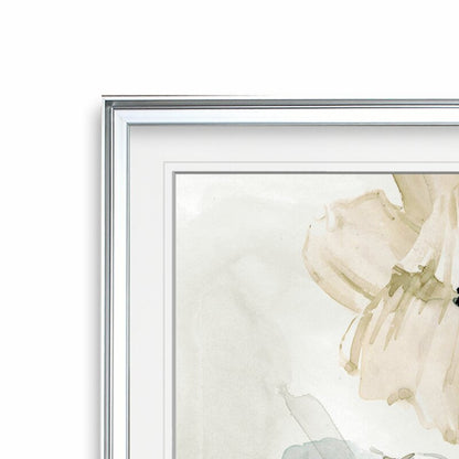 Delicate Floral Oil Painting in Soft Grays and Pastels for Elegant Home D√©cor