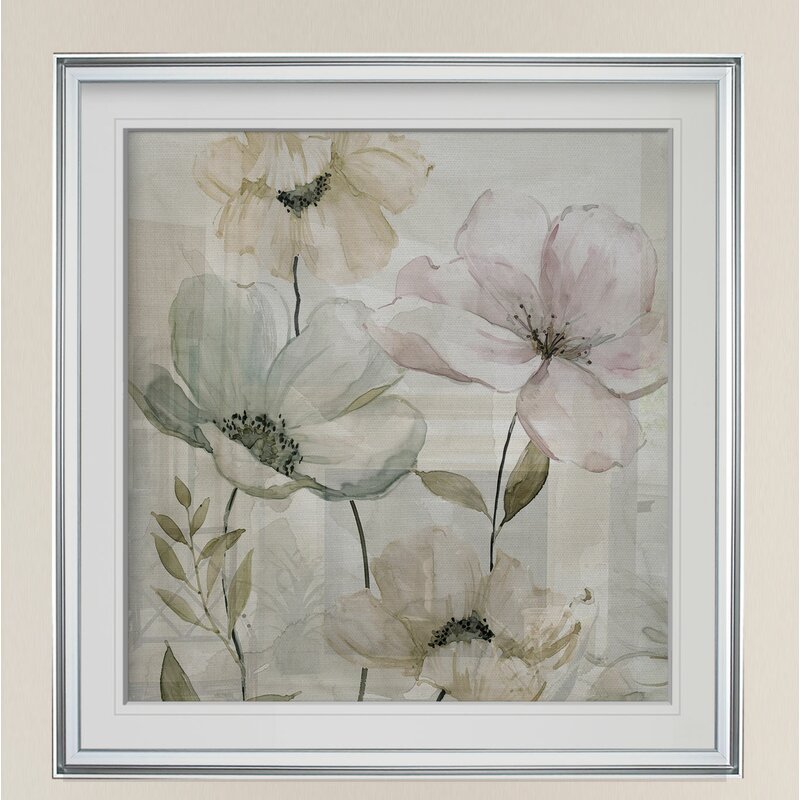 Delicate Floral Oil Painting in Soft Grays and Pastels for Elegant Home D√©cor