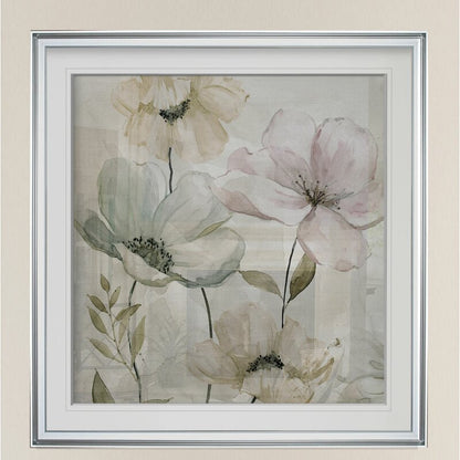 Delicate Floral Oil Painting in Soft Grays and Pastels for Elegant Home D√©cor