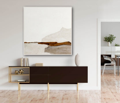 Serene Landscape in Earthy Tones - Contemporary Oil Painting for Modern Decor