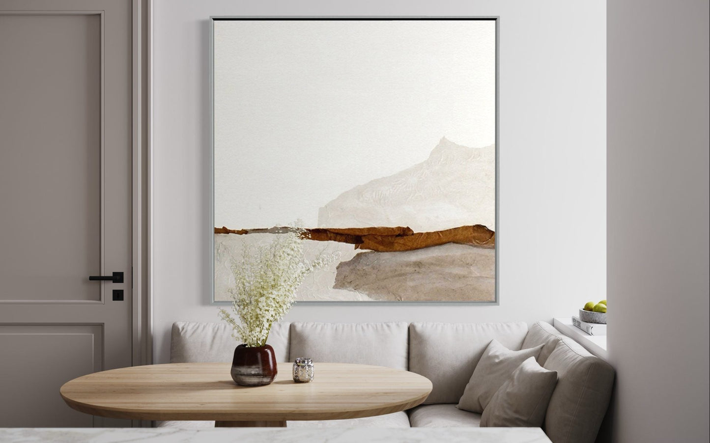 Serene Landscape in Earthy Tones - Contemporary Oil Painting for Modern Decor