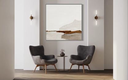 Serene Landscape in Earthy Tones - Contemporary Oil Painting for Modern Decor