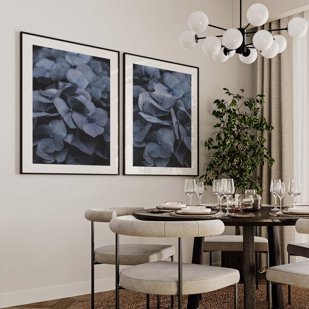 Serene Blue Hydrangeas Oil Painting for Elegant Home Decor and Floral Art Collection