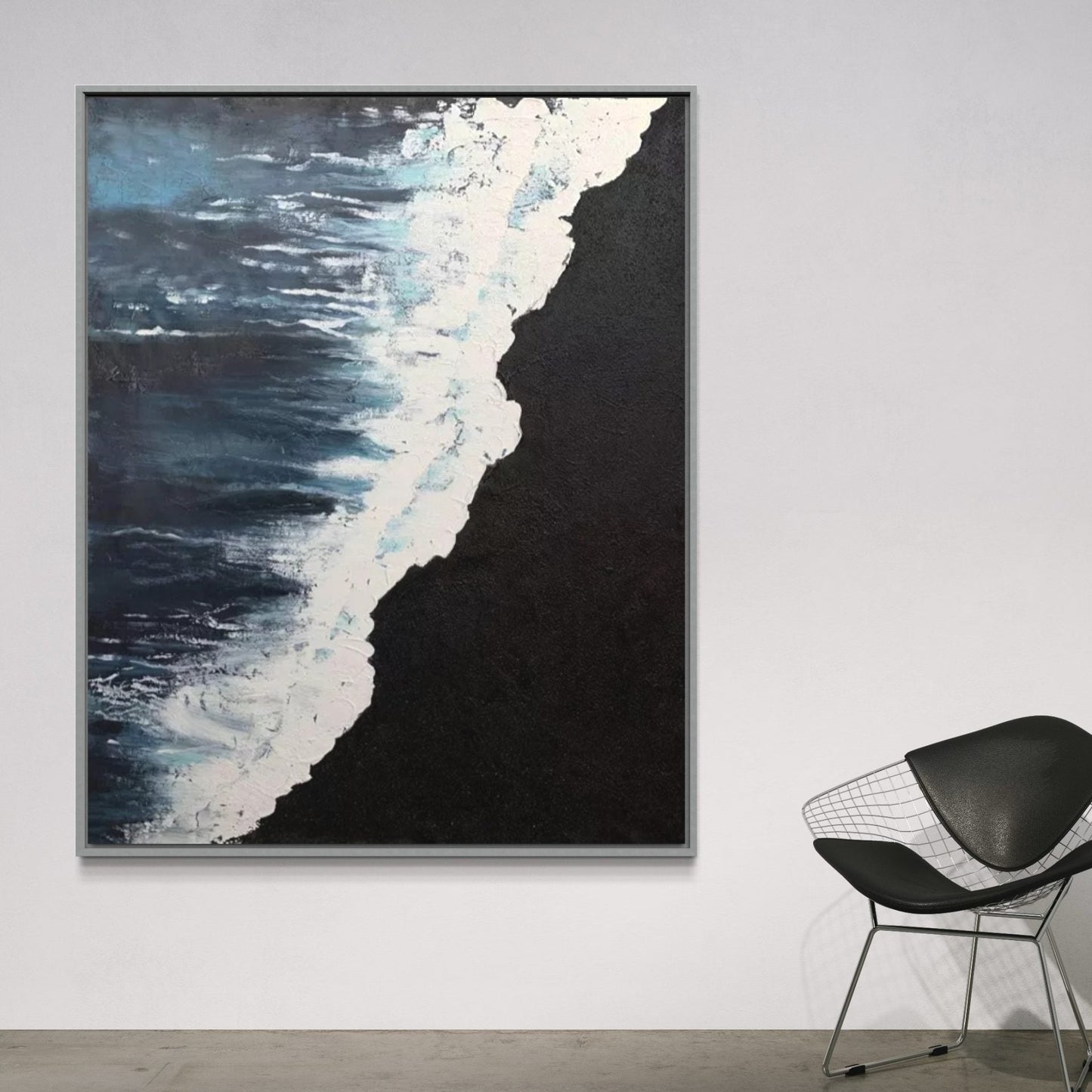 Ocean Waves at the Seaside - Abstract Oil Painting for Coastal Home Décor