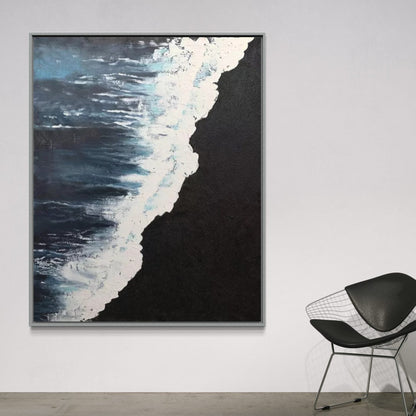 Ocean Waves at the Seaside - Abstract Oil Painting for Coastal Home Décor