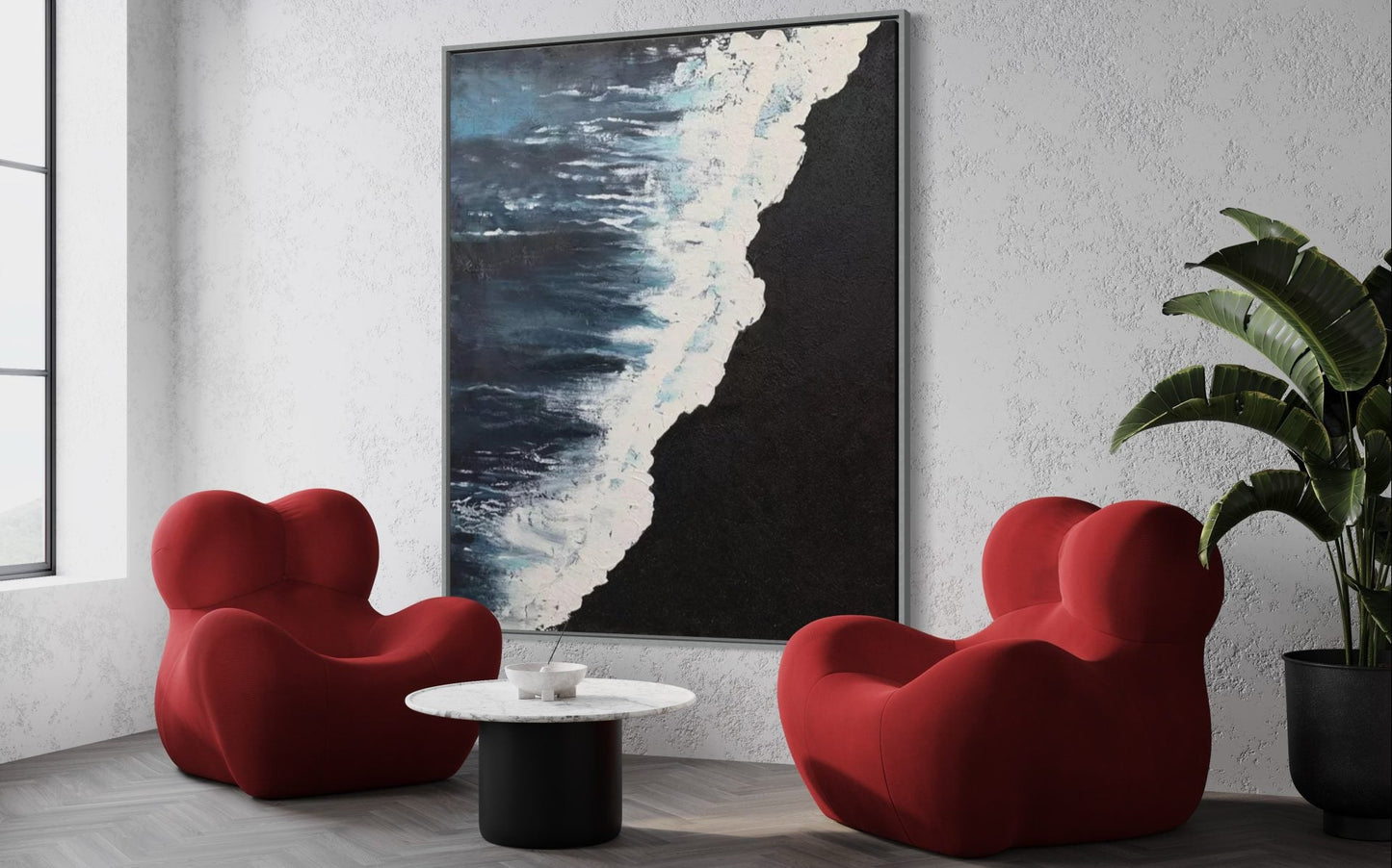 Ocean Waves at the Seaside - Abstract Oil Painting for Coastal Home Décor