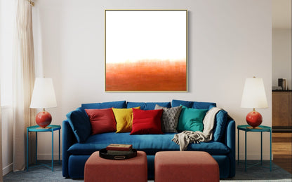 Serene Horizon: Abstract Oil Painting in Warm Earth Tones for Modern Decor