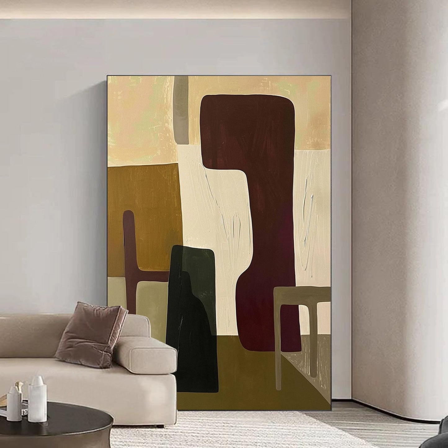 Modern Vintage Abstract Oil Painting for Stylish Home Decor