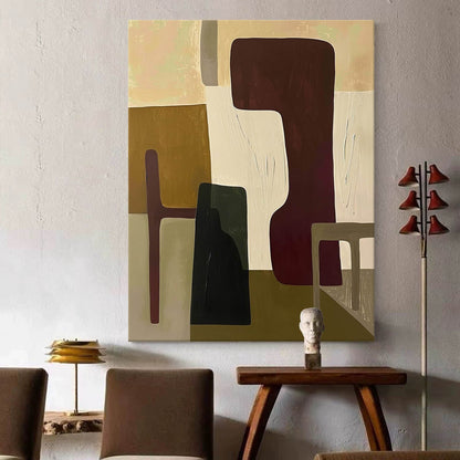 Modern Vintage Abstract Oil Painting for Stylish Home Decor