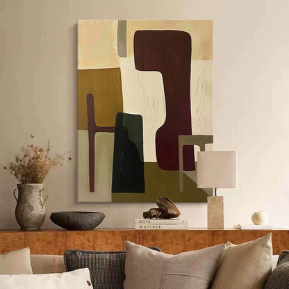 Modern Vintage Abstract Oil Painting for Stylish Home Decor