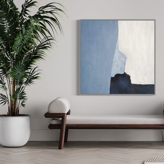 Serene Blue Abstract Oil Painting – Tranquil Waves in Contemporary Art