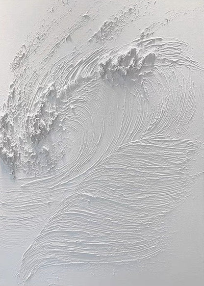 Elegant White Waves Oil Painting for Coastal Home Decor
