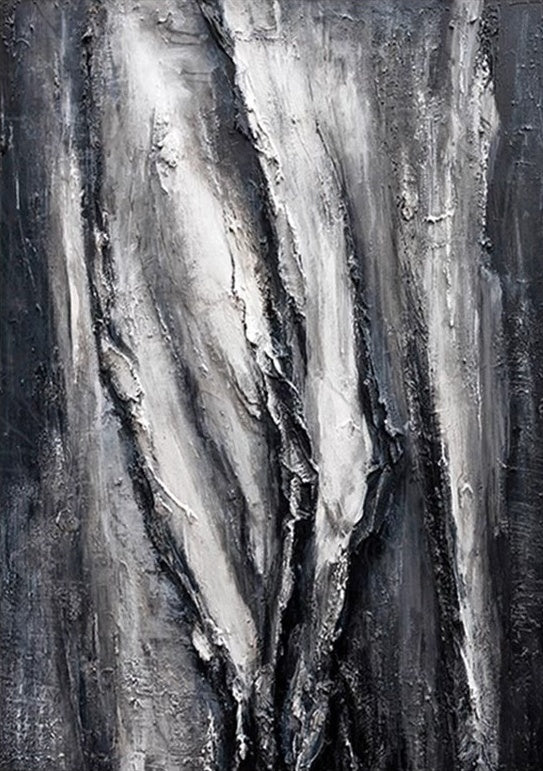 Abstract Grey Textured Oil Painting for Modern Home Decor