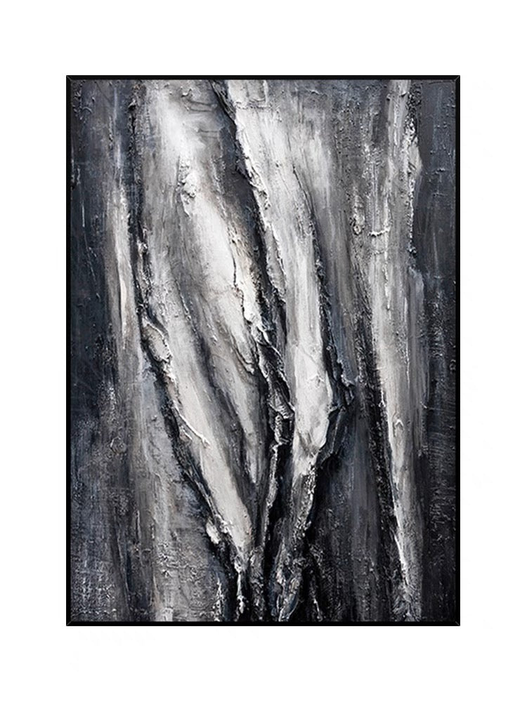 Abstract Grey Textured Oil Painting for Modern Home Decor