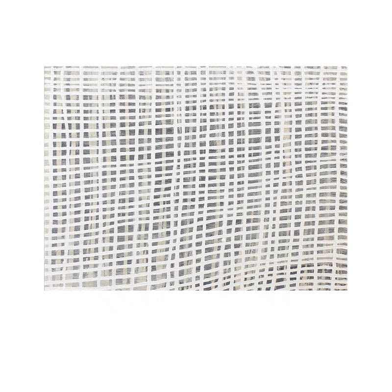 Abstract White Oil Painting with Intricate Grid Pattern for Modern Decor