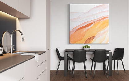 Abstract Oil Painting of Serene Landscape in Warm Earthy Tones