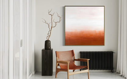 Serene Horizon: Abstract Oil Painting in Warm Earth Tones for Modern Decor