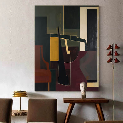 Modern Vintage Abstract Oil Painting for Contemporary Home Decor