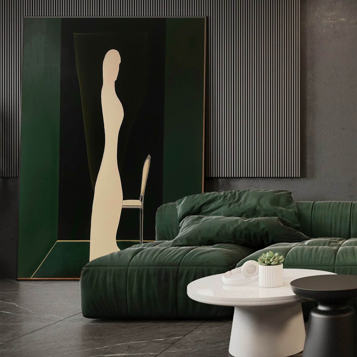 Elegant Minimalist Figure Art on Dark Background for Modern Home Decor