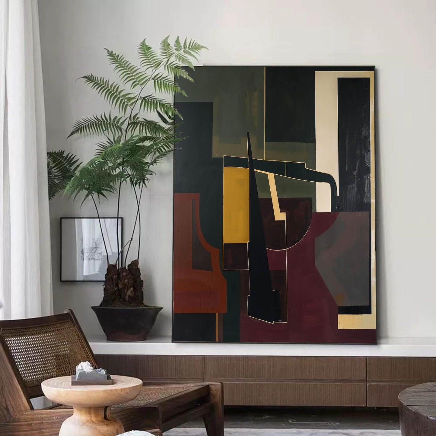 Modern Vintage Abstract Oil Painting for Contemporary Home Decor