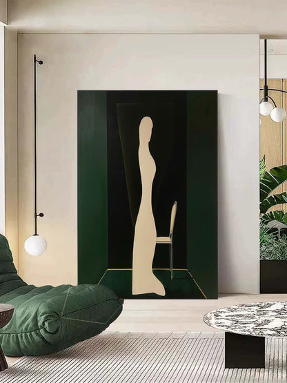 Elegant Minimalist Figure Art on Dark Background for Modern Home Decor