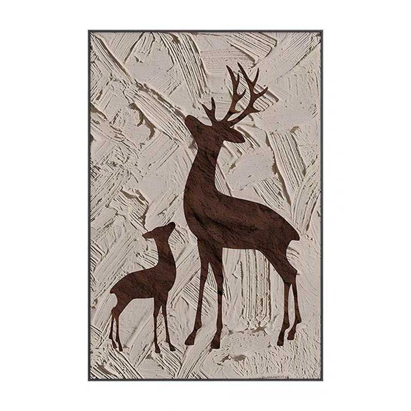 Elegant Deer Silhouette Oil Painting for Nature-Inspired Home Decor