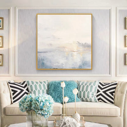 Serene Morning Light – Dreamy Oil Painting of Sunrise Over Tranquil Waters