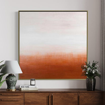 Serene Horizon: Abstract Oil Painting in Warm Earth Tones for Modern Decor