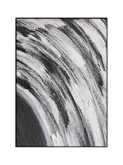 Expressive Abstract Waves in Black and White Oil Painting for Modern Spaces