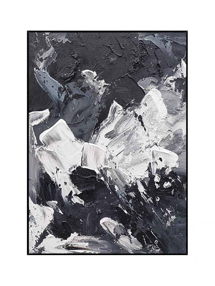 Abstract Monochrome Landscape Oil Painting for Modern Home Décor