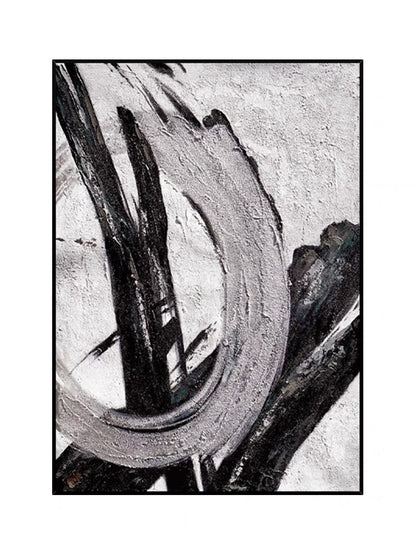 Abstract Serenity: Monochrome Oil Painting for Modern Home Decor