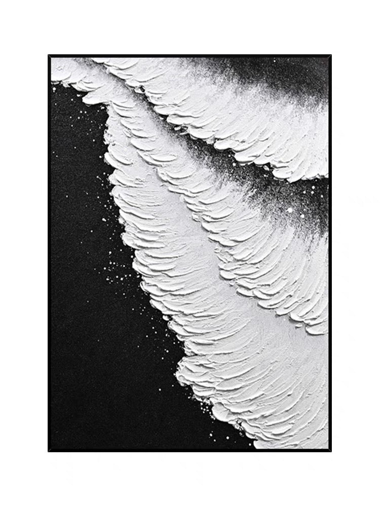 Coastal Waves Abstract Oil Painting with Textured Brushstrokes